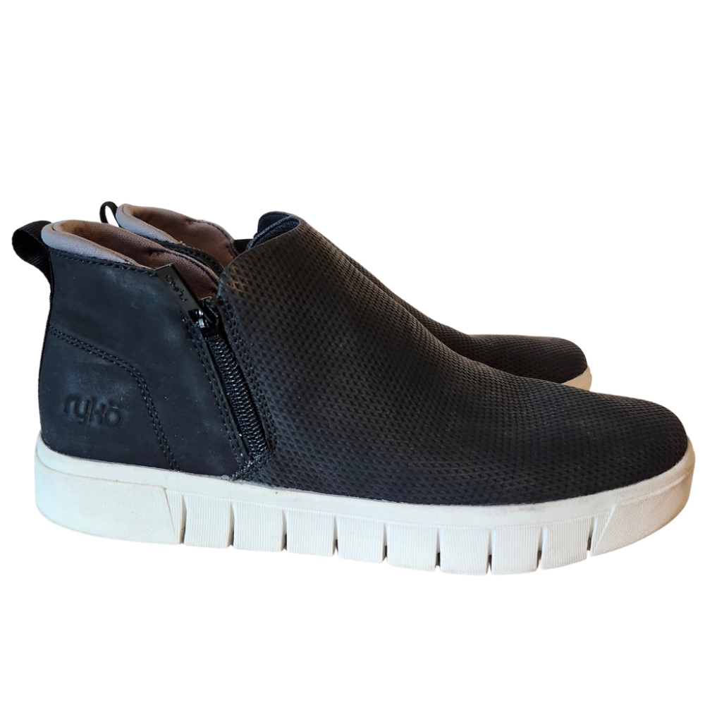 Ryka Women's Hensley 2 Sneaker Booties Black Zipper Sides